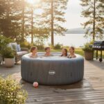 Wave Atlantic 6 Person Round Inflatable Hot Tub, Navy - Image 2